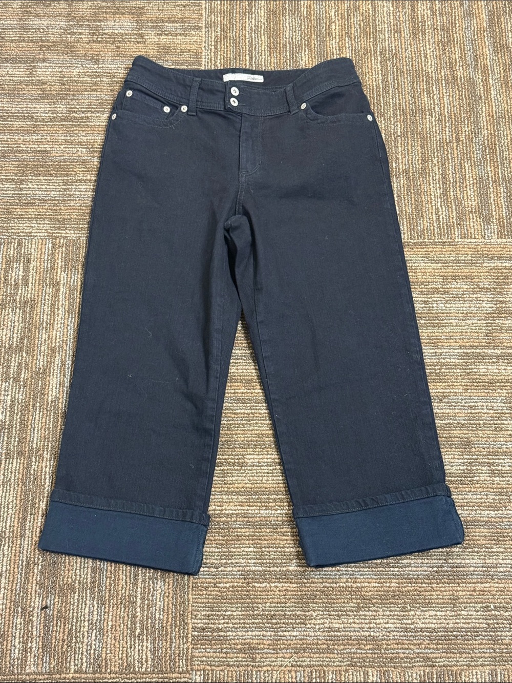 Chico's Platinum Navy Button-Front Capri Jeans
